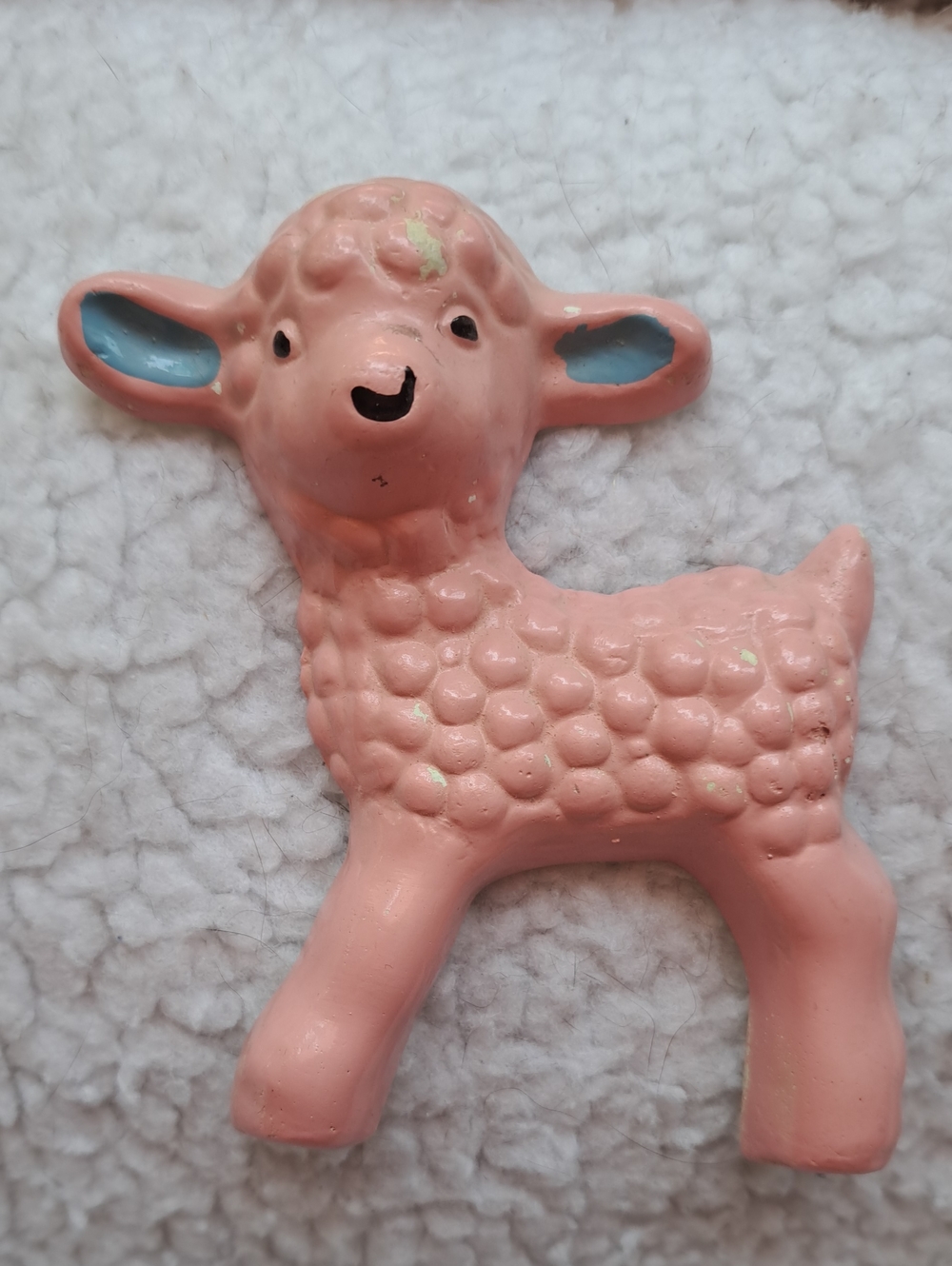 Vintage Chalkware Pink Lamb